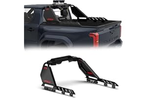 LOX ROX Sport Roll Bar with Detachable Side Guardrail for Ford F-150/250,Silverado 1500, Ram 1500/2500, Sierra,Tundra|No-Drill Installation|Light Mount|Matte Black&Bright Gloss Black(Full/Black)