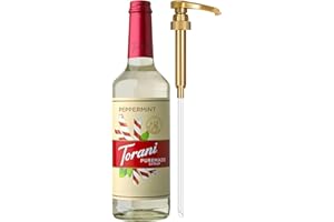 Torani Puremade Syrup, Peppermint Flavoring for Drinks, Glass Bottle with Pump Included, 25.4 Fl Oz