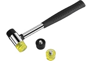 MARKETTY Small Rubber Mallet Hammer, 25mm Dual Head Nylon Rubber Hammer Jewelers Metal Mallet and Two Conversion Head (Rubber Hammers)