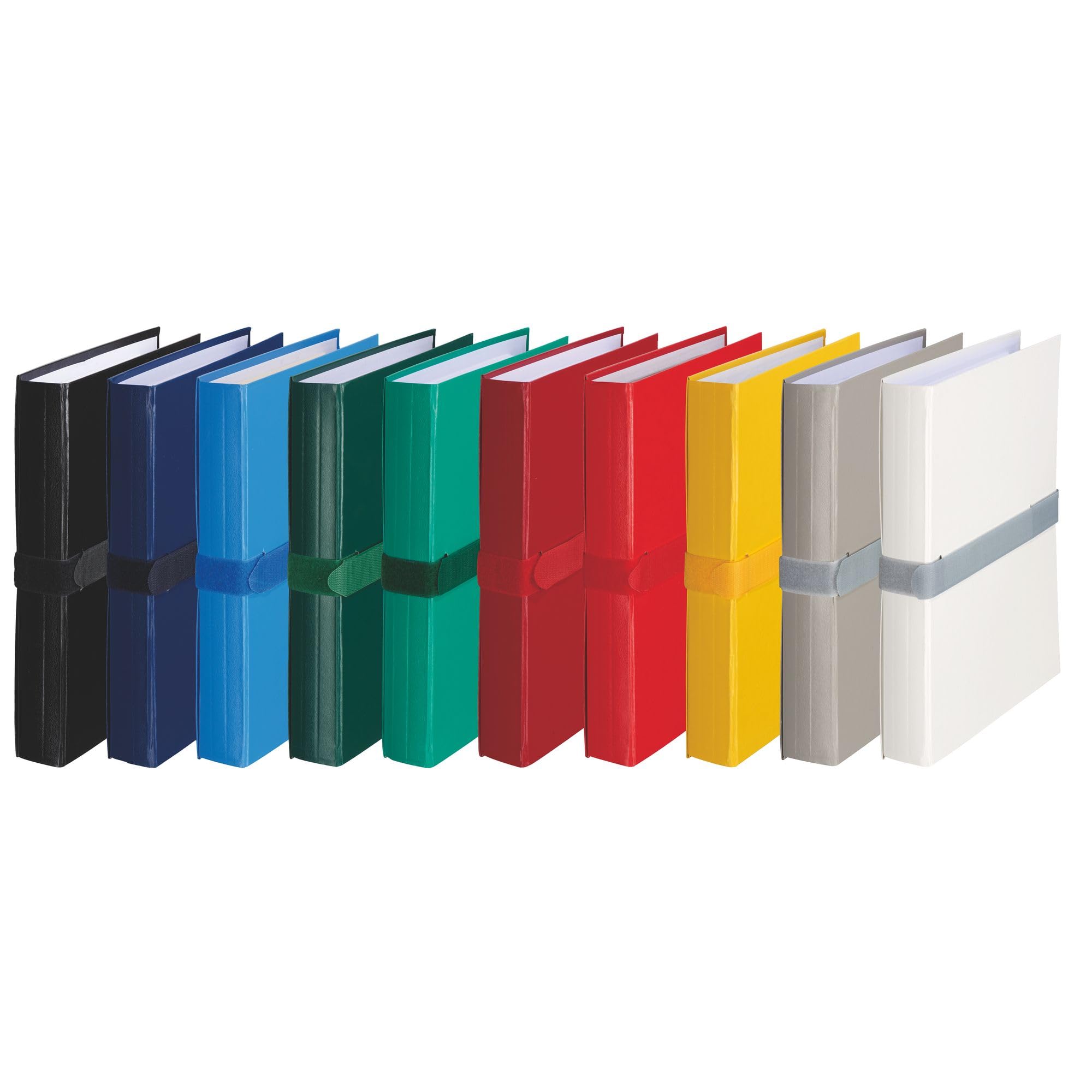 Exacompta - Ref 640E - Balacron Expanding Spine Folder - 240 x 320mm in Size, Suitable for Holding A4 Documents, Hook & Loop Strap Closure, Durable - Assorted Colours (Pack of 10)