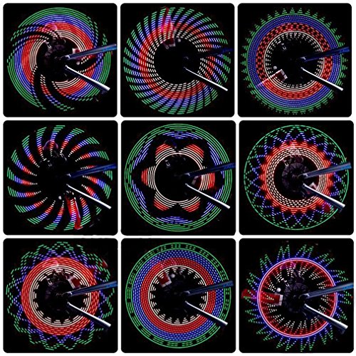 Diswoe Bike Rim Lights, Ultra Bright LED Bicycle Waterproof Wheel Light 32LED/32Patterns Bicycle Rim Light, String Colorful Bicycle Tire Accessories (multicolor)