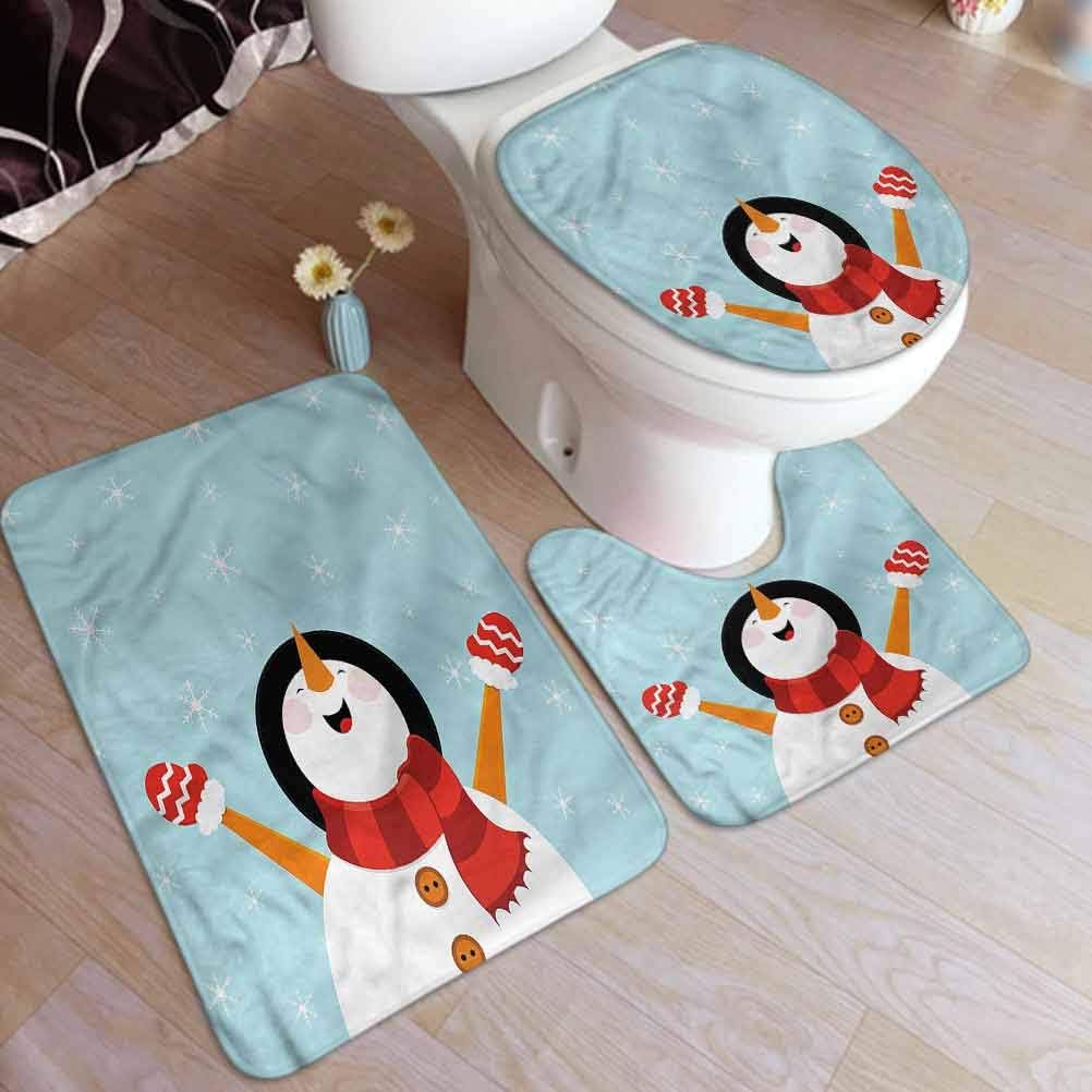 Ahuimin Bathroom Mat Sets 3 Piece, Christmas,Santa