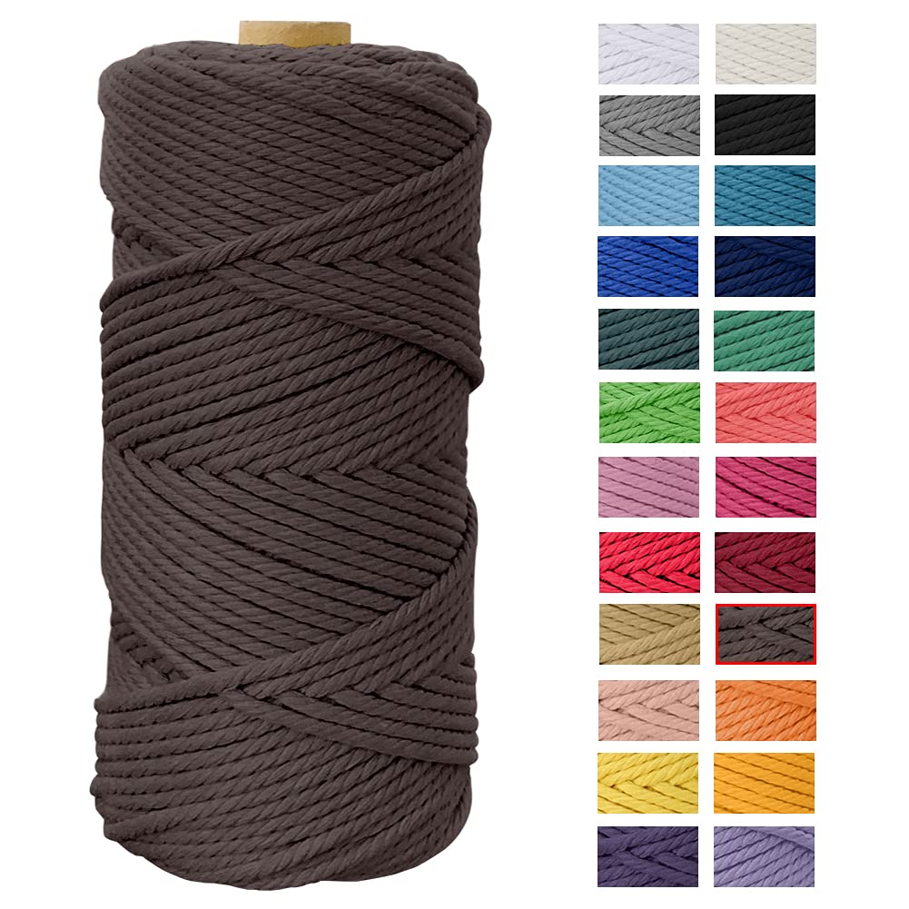 Macrame Cord 4mm x 109 Yards, JeogYong Thick Natural Cotton Cord Yarn Thread, 4-Strand Twisted Spool Twine String Cotton Rope for DIY Crafts, Wall Hangings, Plant Hangers, Home Decorations (Brown) — image 1