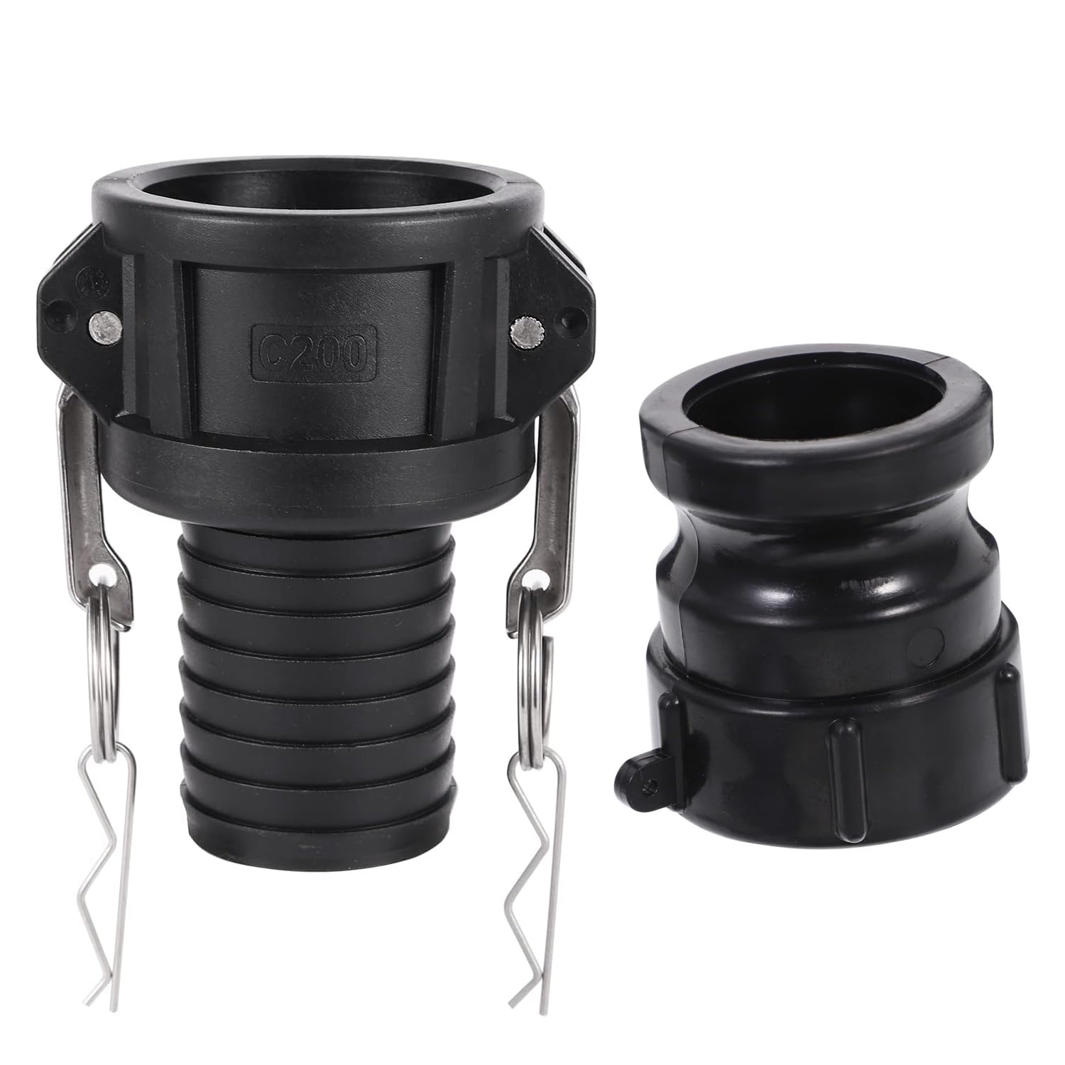 MiJunHD IBC Tank Adapter S60*6 60mm Coarse Thread Cam Lock Coupling & 2inch/50mm Hose Barb Tail Connector for Storage Tanks,IBC Barrel Quick Connect Joint (2Piece/Set)