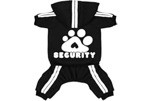 Otunrues Dog Hoodie Security Clothes 4 Legs Jumpsuit Sweatshirt Hoodies Soft & Warm Dog Outfit Pullover Dog Winter Clothes Sweater for Small Medium Large Dogs Cats (Black, Medium)