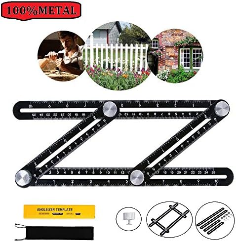 Template Tool, Autien Angularizer ruler, Premium Aluminum Alloy Multi-Angle Measuring Ruler Precision Measurement and Accurate Protractor For Builders, Craftsmen, Roofers, Tilers, and Any DIY-ers