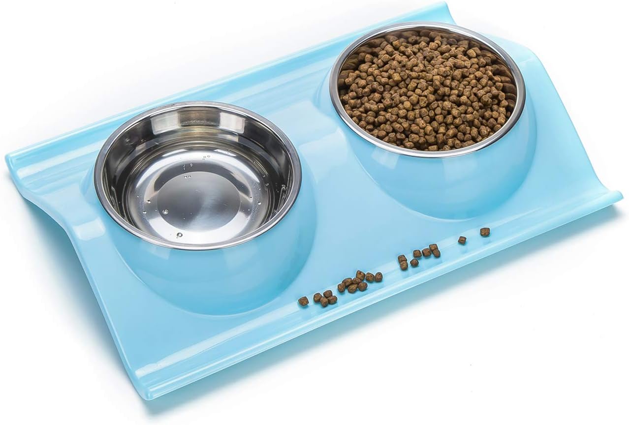 Suhaco Double Dog Bowl Raised Cat Bowls Non Spill Stainless Steel