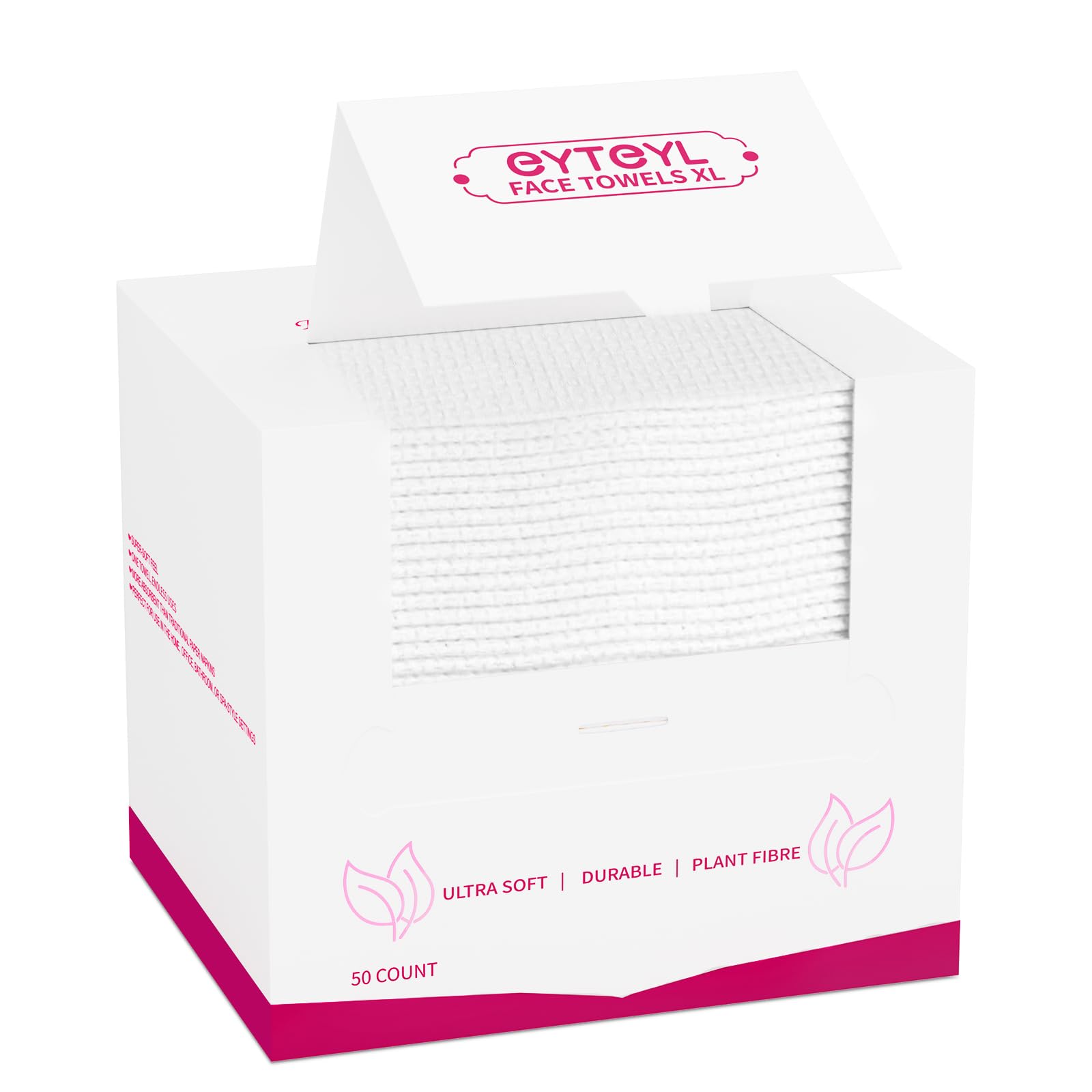 Disposable Face Towel XL 50 Count, 25x30cm Face Towelettes, Cloth Tissue, Facial Towel Compatible with Clean Skin, Makeup Remover Cloth and Facial Wash Dry Wipes (EF Pattern)