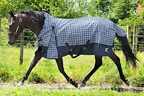 Horze Pretty Plaids High Neck 1200 Denier Turnout Sheet - Thunder