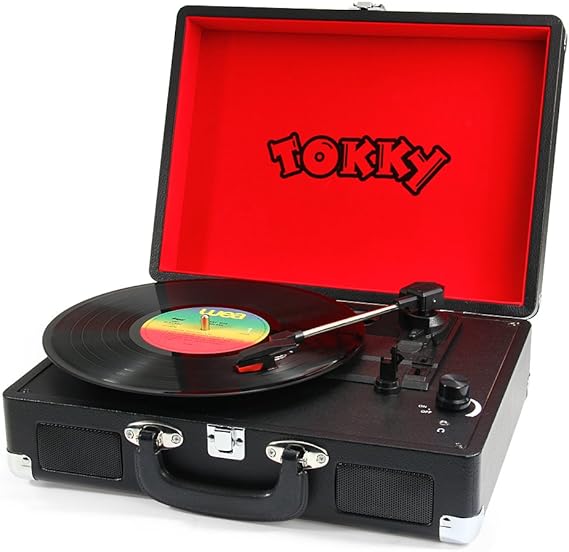 Tokky Briefcase Style ThreeSpeed Portable Vinyl Turntable Record Player Amazon.co.uk Musical
