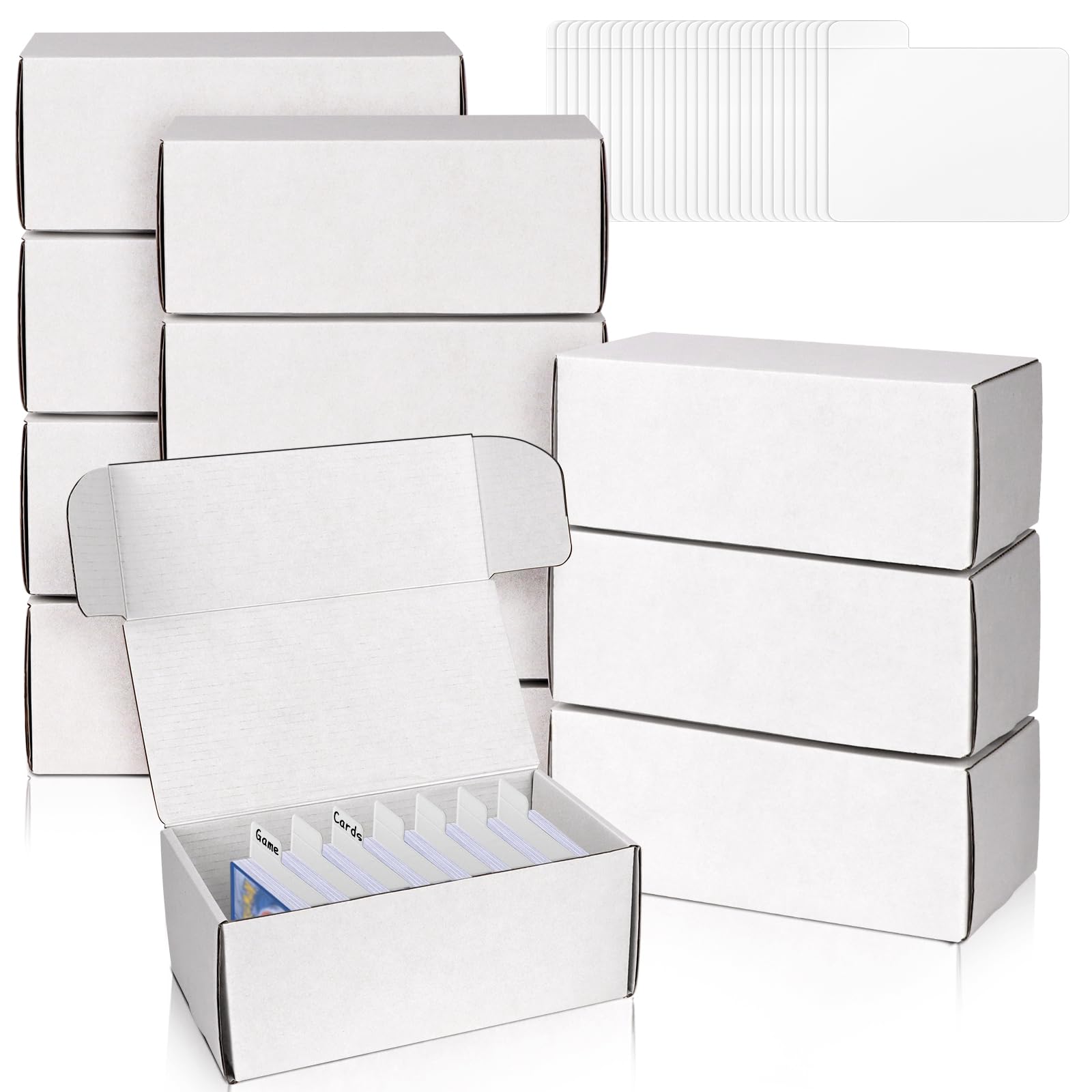 VOKOY Trading Card Storage Box with Dividers, 12 Pack • 400 Count Bulk Card Collection Case, Corrugated Cardboard Storage Box for Sports, TCG/Magic/Mtg Cards (Horizontal Length 7.5 Inch)