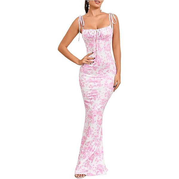 Floral Bustier Midriff Waist Shaper Dress, Floral Dresses, Women's Sexy  Slit Print Summer Beach Flowy Dresses Blue at Amazon Women's Clothing store