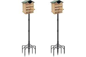 RINLAIN 2 Pack Bird Feeder Pole Kit 106 Inch,Bird House Pole for Outdoors Heavy Duty,5 Base Prongs Adjustable Bird Feeder Stand for Bird House