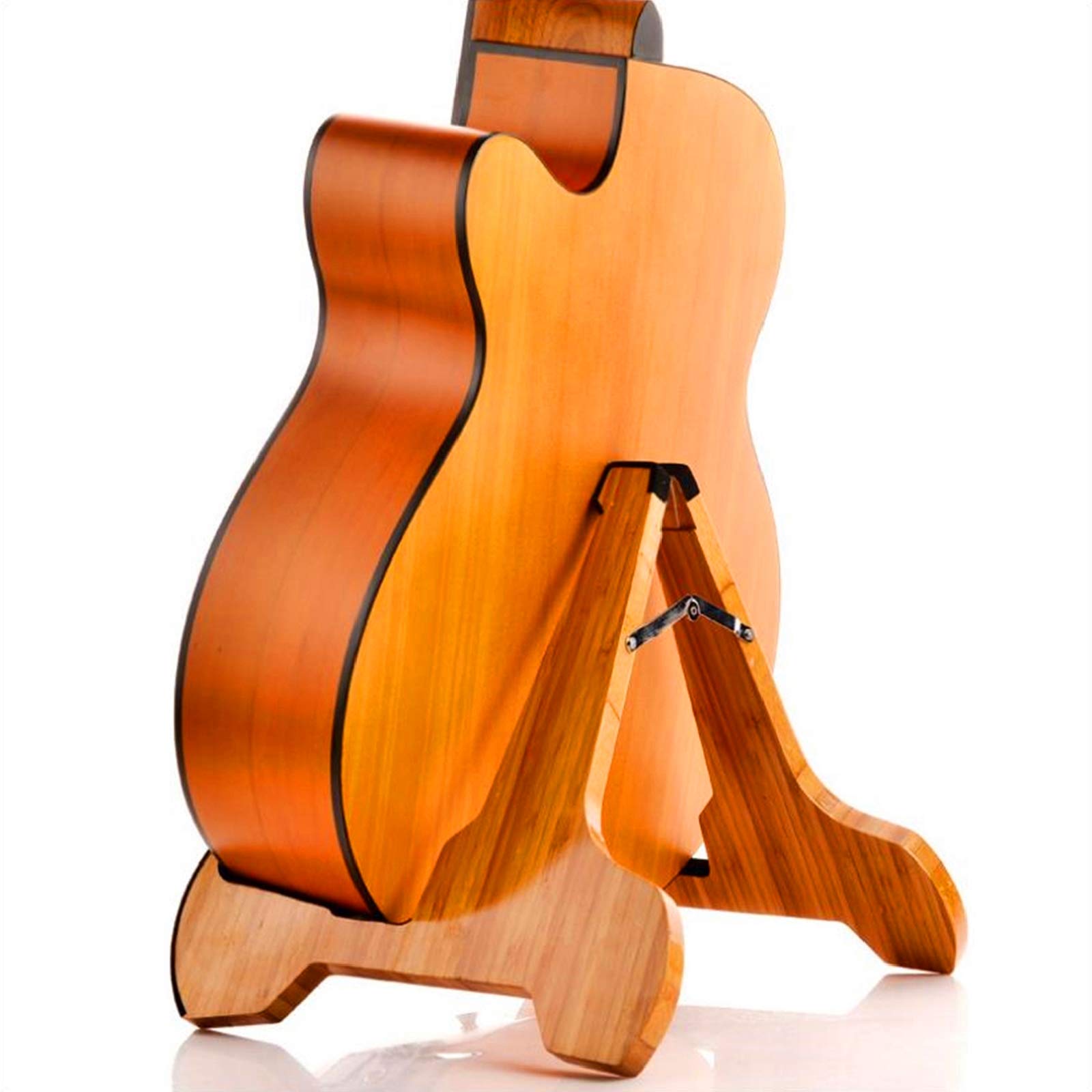 Miwayer Guitar Stand Real Bamboo A-Frame Folding Thickened Universal, With Soft Leather Protection, Safe Non-Slip Portable Stringed Instrument Stand, For Acoustic, Classical, Electric Guitar, Bass