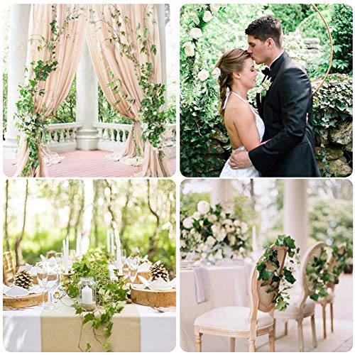 VGOODALL 16 Stück Efeu Künstlich, 35 Meter Künstliche Hängepflanzen mit 100 Stück Nylon Kabelbinder für Girlande Geschenke Party Garten Hochzeit Wand Home Decor