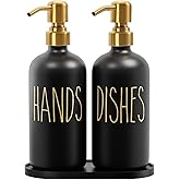 MOMEEMO Kitchen Soap Dispenser Set, Contains Hand and Dish Soap Dispenser, Suitable for Black and Gold Kitchen Decor. (Black & Gold)