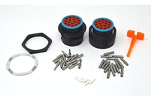 Deutsch HDP20 Bulkhead 16-pin Connector kit, 12-14 AWG Solid Contacts (Made in USA)