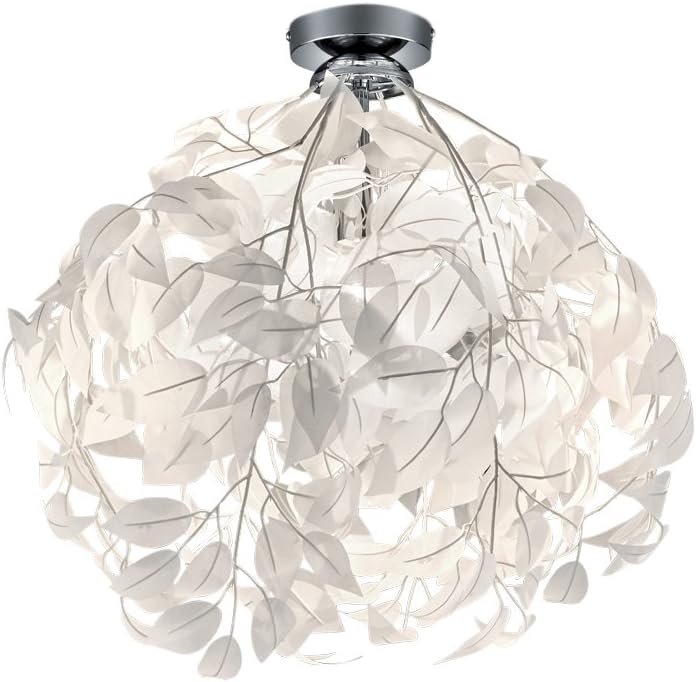 Reality Leuchten Leavy R60461001 Ceiling Light Metal Matte Nickel Leaves White Excl. 1x E27