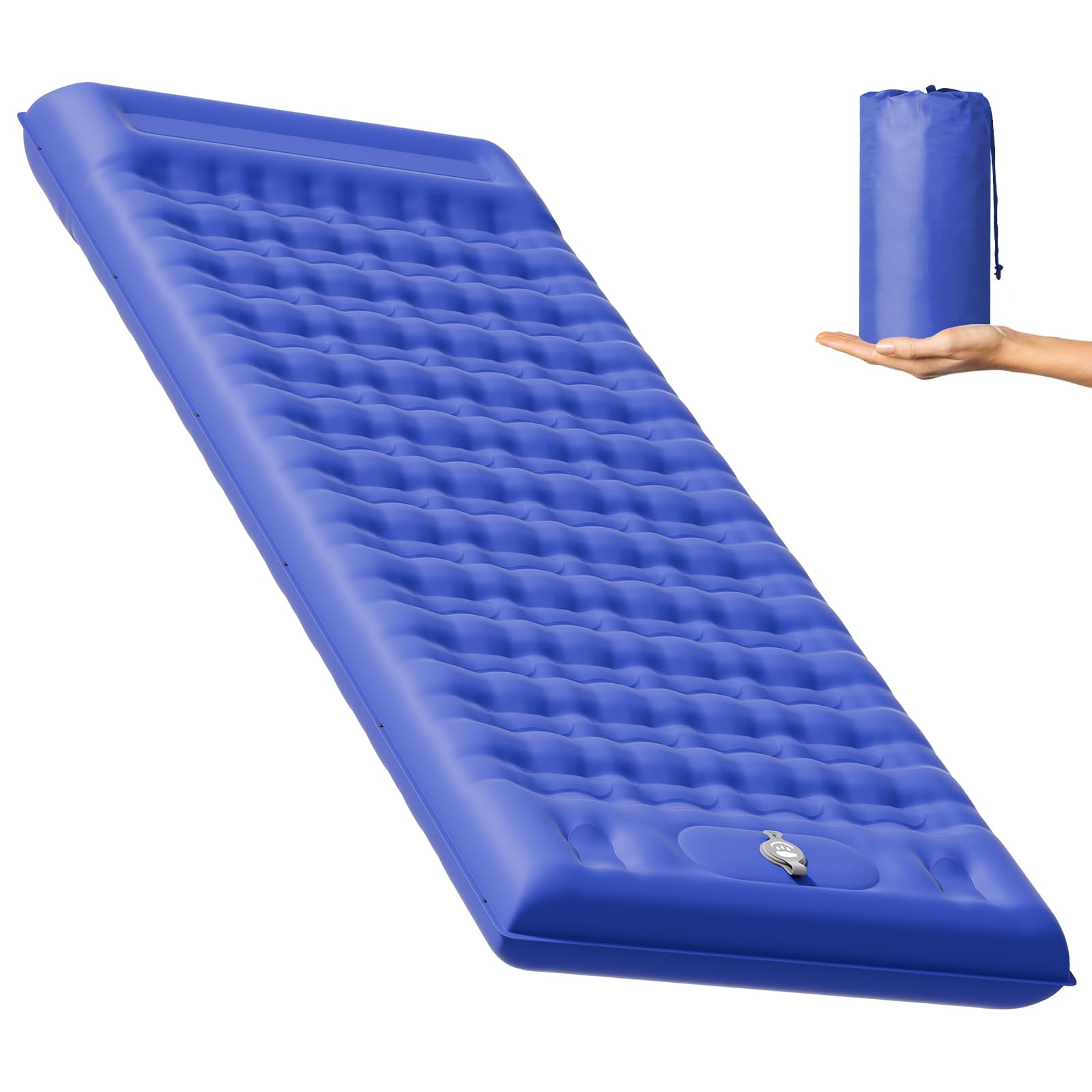 MOMBOKOTR Camping Bed Sleeping Roll Mat Camping Mattress Pad Single Air Bed Blow up Camping Accessories Equipment Essentials Inflatable Camp Beds for Adults Self Inflating Tent Backpacking Hiking Car