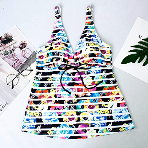 COOKI Women Swimsuit Floral Printed Tankini Top Bikini Swimwear Two Piece Bottoms Tankini Swimsuits Bathing Suits
