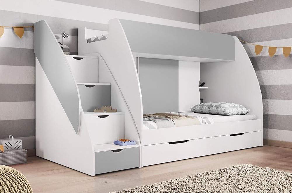 bunk beds with storage and mattresses