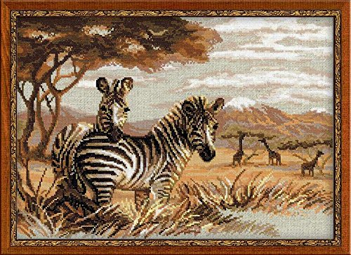 Riolis 14 Count Zebras in The Savannah Counted Cross Stitch Kit, 15.75 by 11.75-Inch