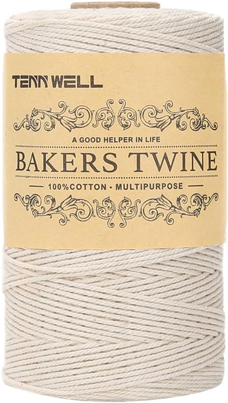 Tenn Well Cotton String, 3Ply 656Feet Bakers Twine Food Safe Cooking String for Trussing and Tying Poultry Meat Making Sausage DIY Crafts and Decoration : Office Products