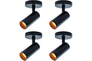 JARLSTAR LED Ceiling Spotlight 3000K Dimmable Spot Lights with 360° Pivoting Fixture, Adjustable Directional Spot Light Indoor 12W Tilt Angle Accent Lighting,Black 4 Pack,Warm White 24°Beam Angle