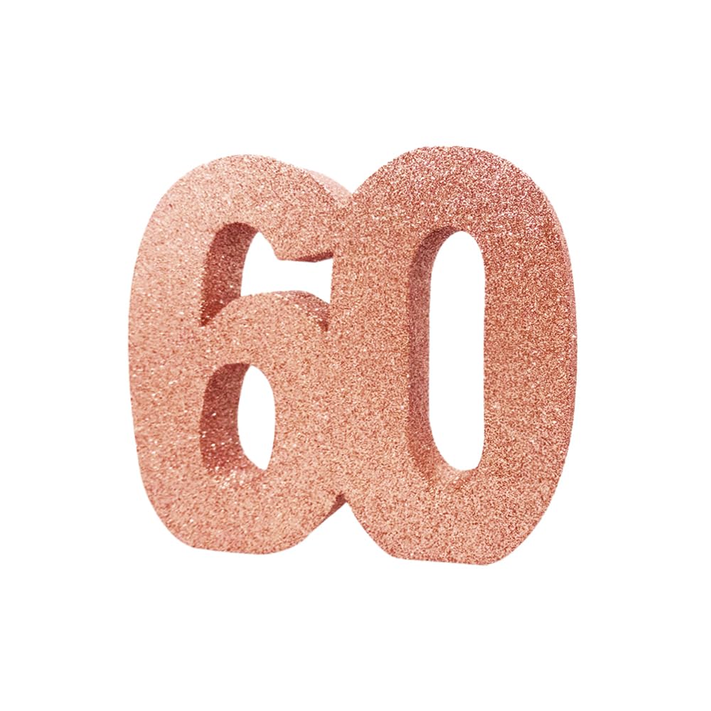 Number 60 Glitter Table Decoration Rose Gold| Table Centrepiece | Table Decorations Centrepiece | 60th Birthday Decorations | Pack of 1 | 20cm |H126