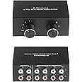 Audio Switcher Bi-Directional 4-Way RCA Stereo Audio Switch L/R Stereo Audio Splitter Audio Selector Switch Box (2 in 4 Out / 4 in 2 Out)