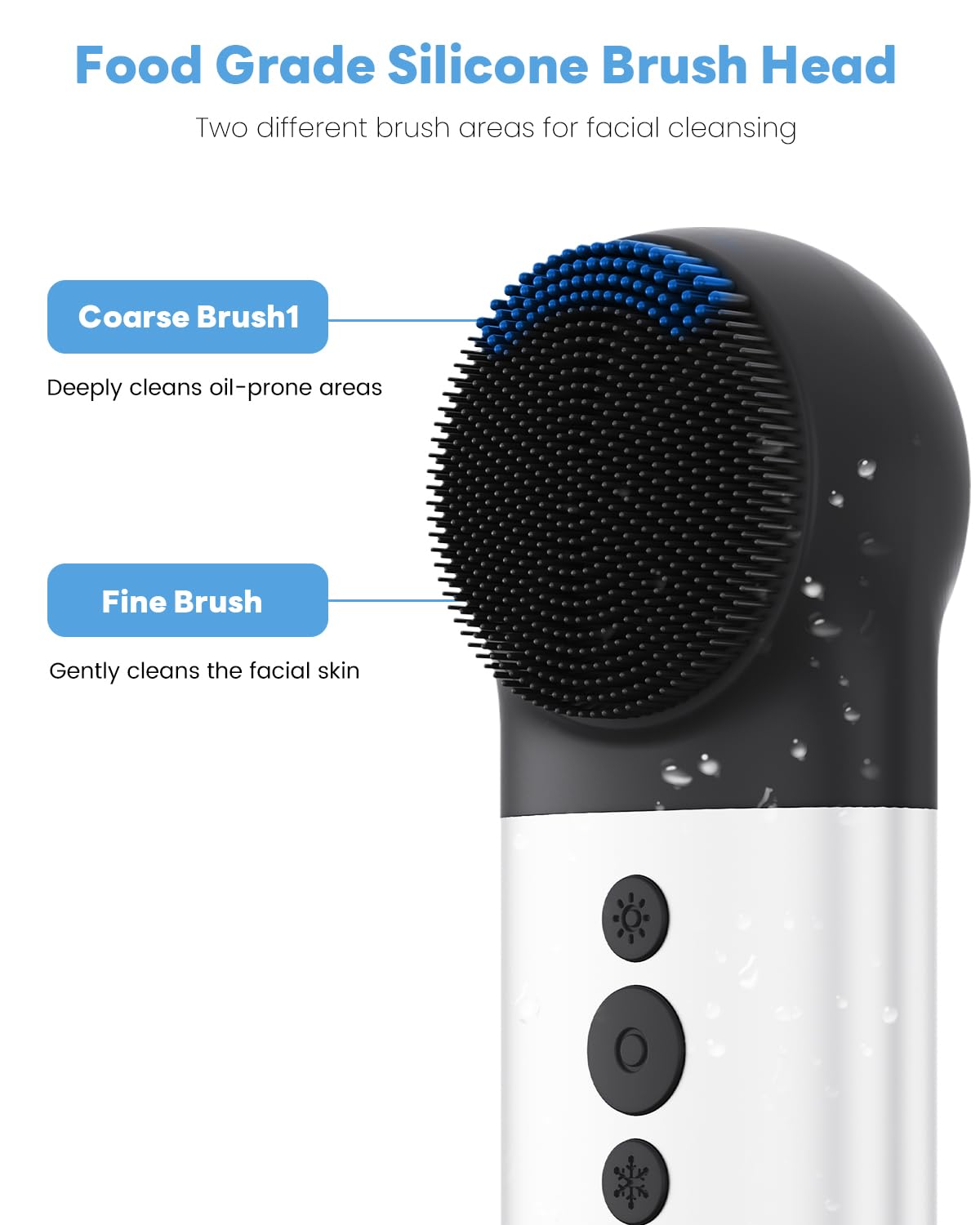 CozyZen Facial Cleansing Brush, IPX7 Waterproof and Rechargeable Silicone Face Scrubber, Heat & Cold Massage for Men & Women (Black)