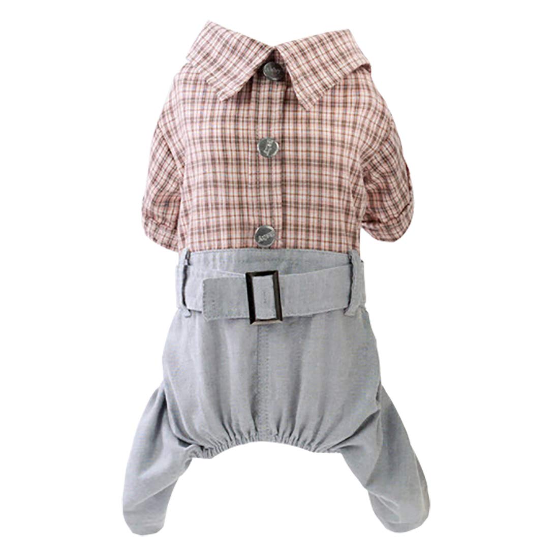 Izefia Dog Shirt Clothes Plaid Shirt 4 Legs Casual Shirt Jumpsiut Cool Summer Spring Autumn Tank Top Vest for Small Dog Puppy Cat (Brown, XL)