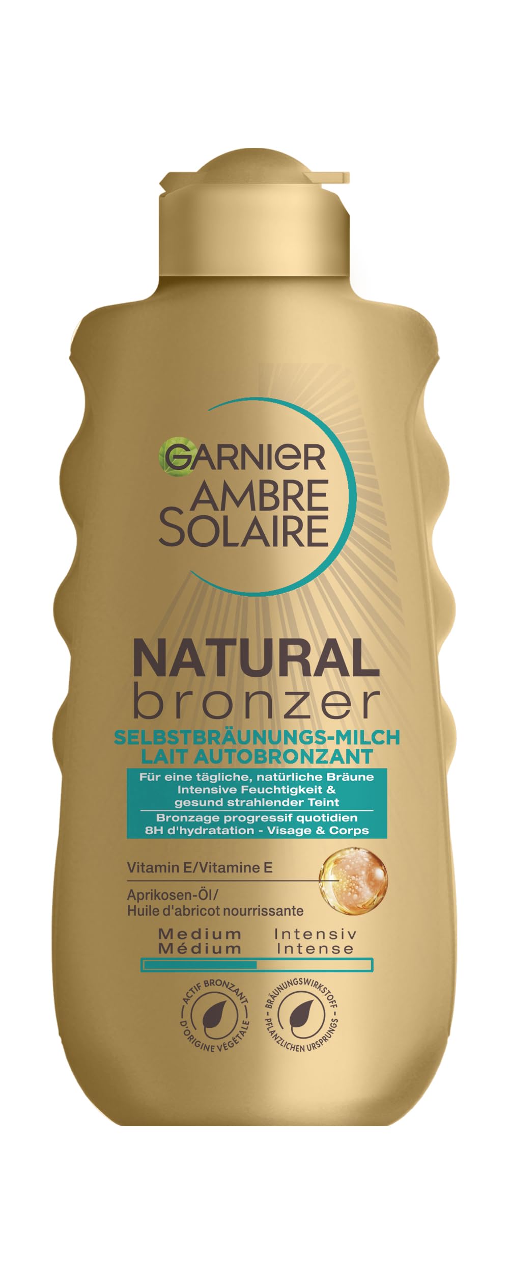 Garnier Self-Tanning Milk, Bronzer Lotion for a Natural and Stain Free Tan, Ambre Solaire Natural Bronzer Milk, 1 x 200 ml