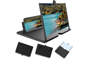 YILIA Mobile Phone Magnifier Screen, 3D HD Magnifying Projector Screen Enlarger for Movies, Videos and Gaming, Foldable Phone Stand with Screen Amplifier, Compatible with All Smartphones (Black, 10inch)