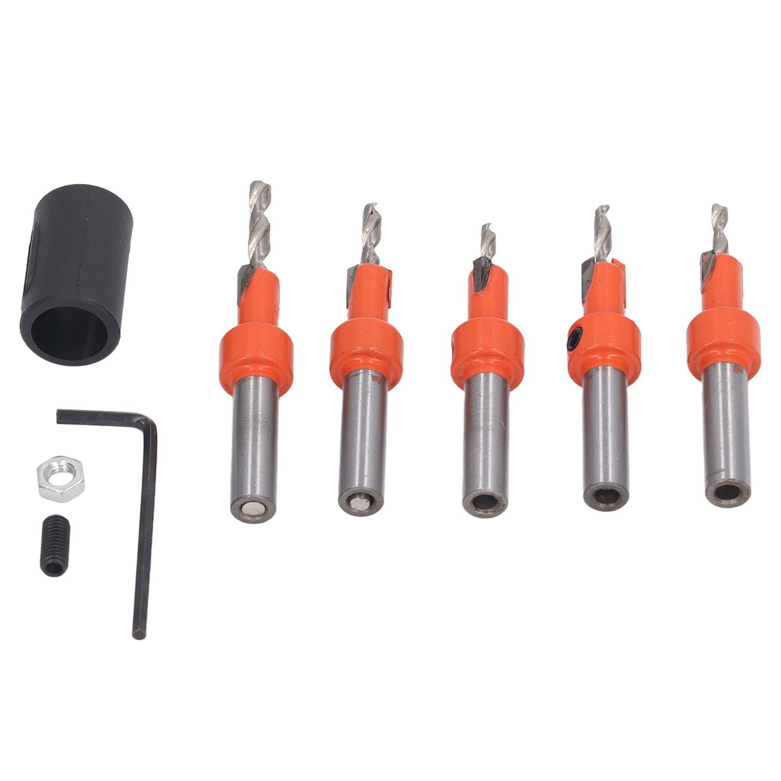 5PCS Countersink Bit Set Wood Countersink Drill Bits with Depth Stop Hex Wrench for Woodworking