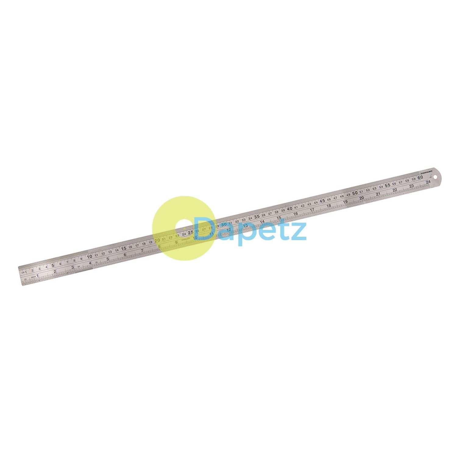 Dapetz ® Stainless Steel Metal Ruler 24" 60cm / 600mm Precision Long Measuring Tool with Dual Side Clear Metric & Imperial Markings Shatterproof Straight Edge with Hanging Hole