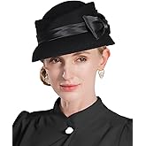HIMESPORT Women's Wool Felt Fedoras Hat - Elegant Cloche Hats for Wedding,Formal Church,Cocktail,Tea Party with Bow Ribbon