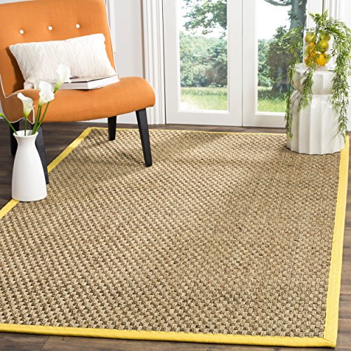 Safavieh Natural Fiber Collection NF114X Basketweave Natural and  Gold Seagrass Area Rug (5' x 8')