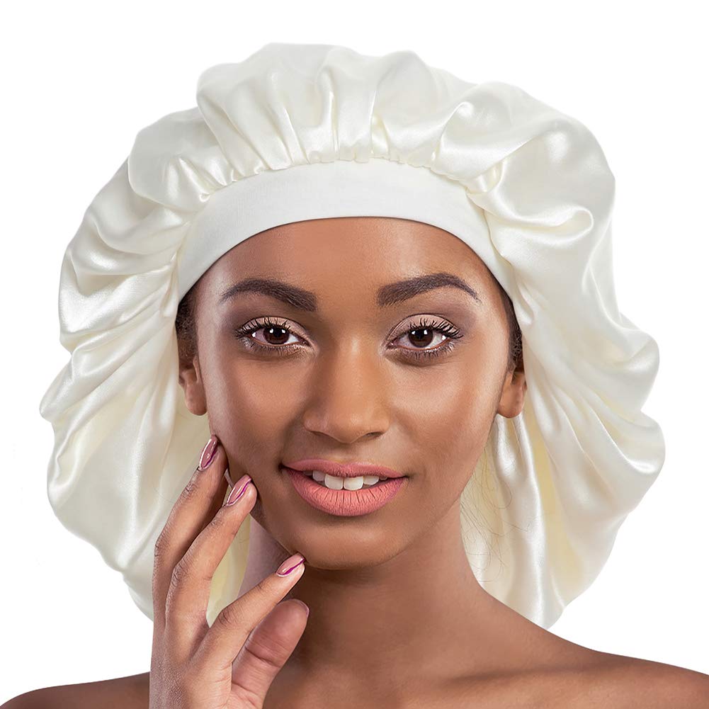 Alnorm Jumbo Satin Bonnet for Natural Hair Braids Satin Stocking Cap