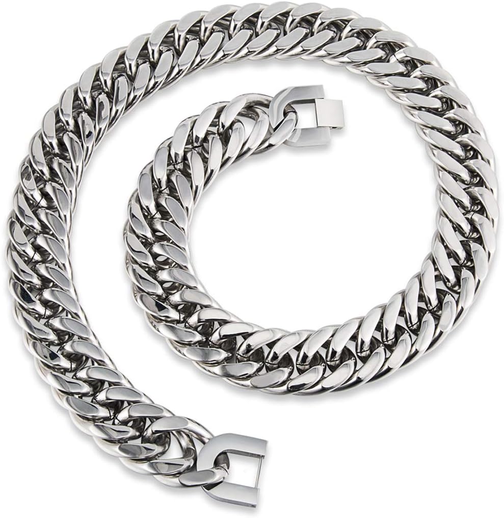 Heavy Huge 21mm Stainless Steel Men's Jewelry Curb Cuban Chain Necklace 8"-40"