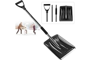 SHOWVIGOR Snow Shovel for Car and Driveway, 42.5 Inch Foldable Lightweight Aluminum Alloy Ice Scraper, Heavy Duty Ergonomic Handle for Emergency Snow Removal, Garden, Black