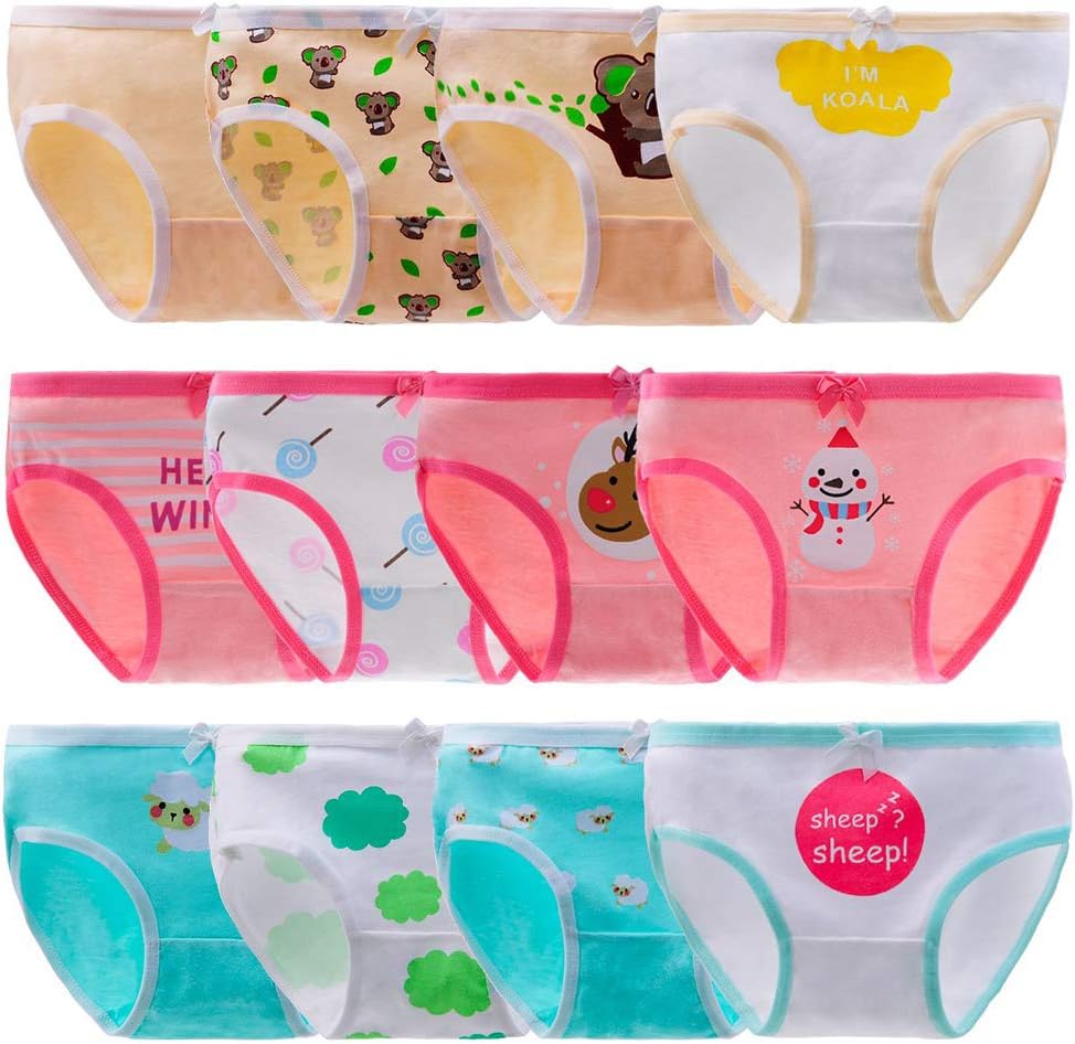 Anktry Baby 12 Pack Panties Soft Comfort Knickers Cotton Underwear Little Girls Assorted Briefs 2-10 Yrs