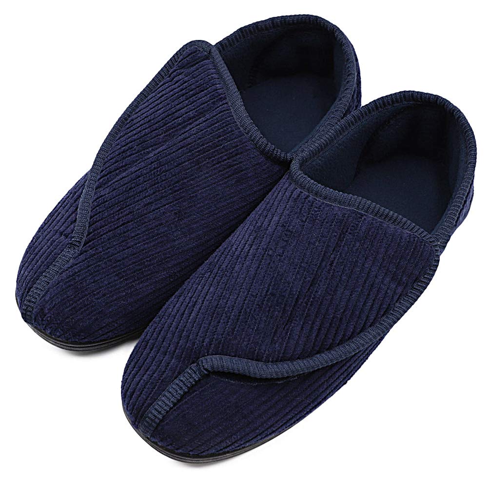 MEJORMEN Men's Diabetic Slippers Adjustable House Shoes Warm Plush