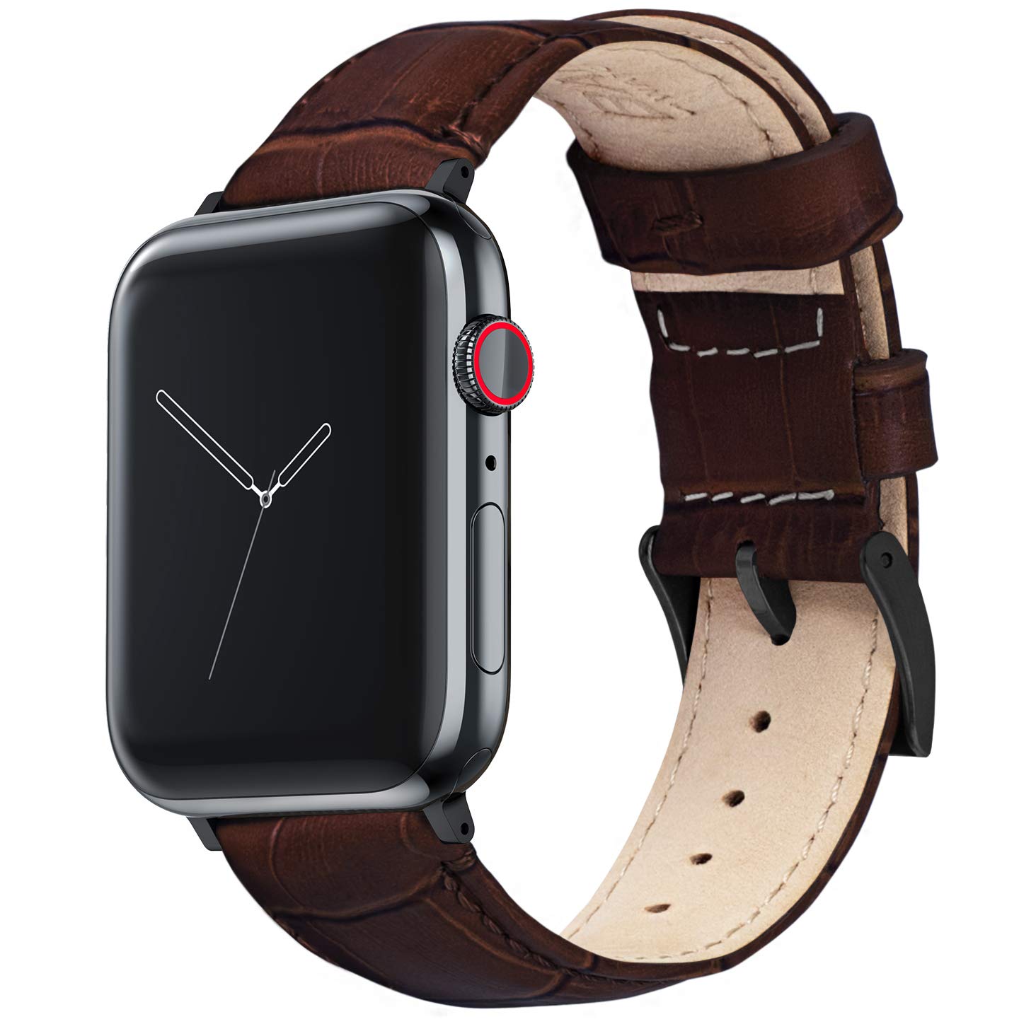 BARTON WATCH BANDS - Coffee Brown & Black Hardware