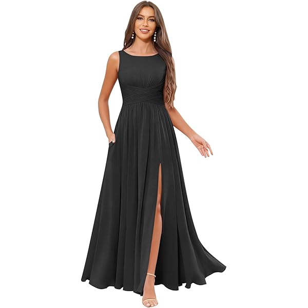 fall winery dress Long A-line Scoop Chiffon Appliques Floor-Length Bridesmaid Dresses –  Babyonlines main image 1