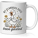 BEHIFL Sarcastic Goose Floral Mug, Funny Snarky Goose Coffee Cup Ceramic, My Flabbers Have Been Gasted Humorous Ceramic Coffee Tea Mug 11 oz