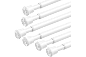FVONZN Tension Curtain Rod Spring Tension White 28-46Inch adjustable Curtain Rod 6PCS small Tension Rod of Small Window Cupboard Kitchen Closet