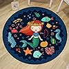 Wellgoods Bedroom Carpet Rug Round Rugs Carpets Cartoon Comic Carpet Play Mat Mermaid Princess Area Rugs -60cm /23.6 inches