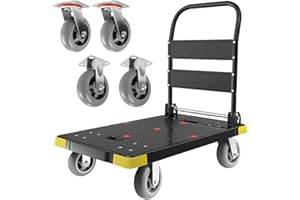 Chinco Star Folding Push Cart Dolly - 1300LBS Heavy Duty Portable Moving Dolly with 360 Swivel 6'' Wheels (35L x24W x40H in)