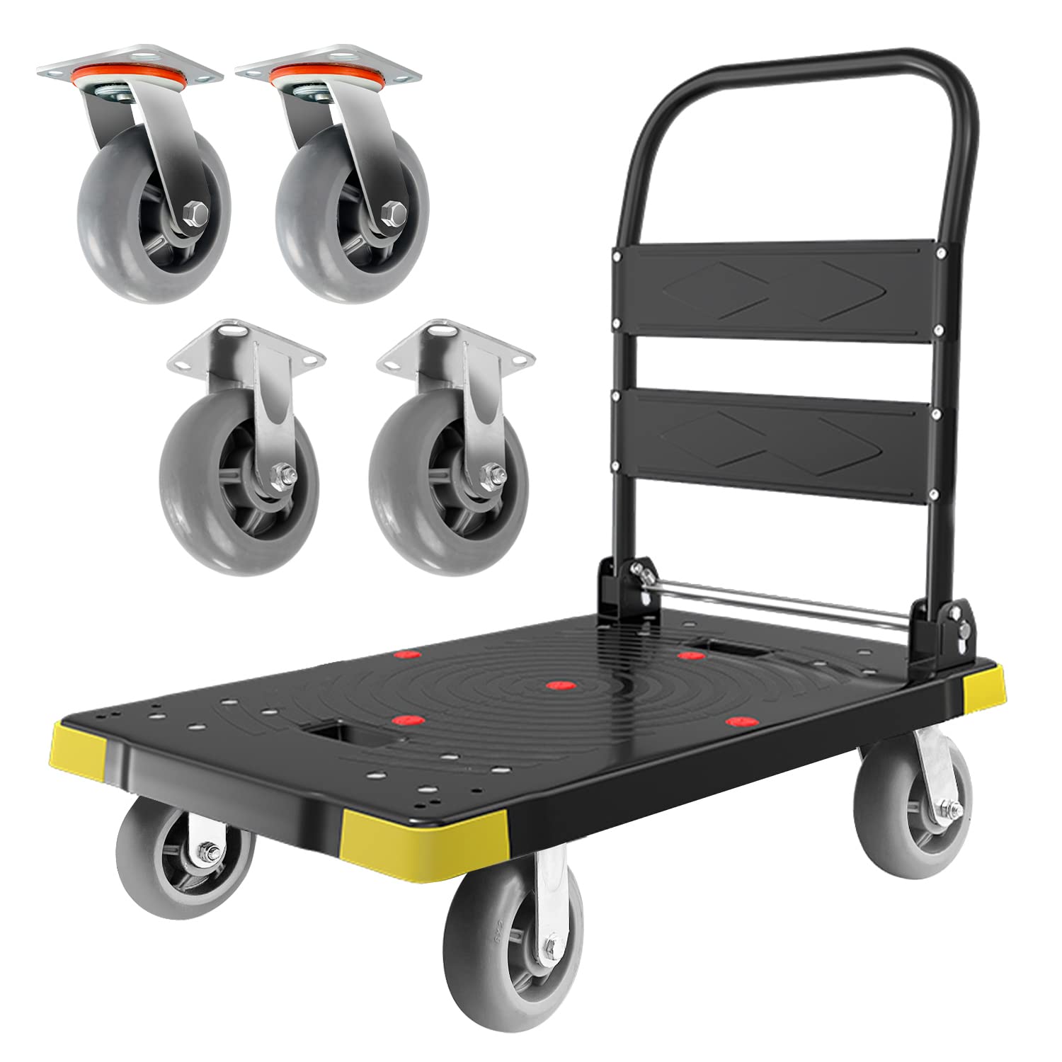 Photo 1 of Chinco Star Folding Push Cart Dolly - 1300LBS Heavy Duty Portable Moving Dolly with 360 Swivel 6'' Wheels (35L x24W x40H in)